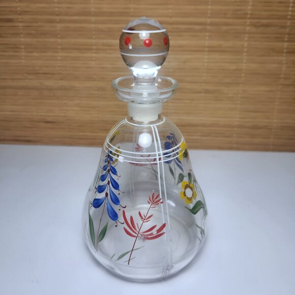 Hand Painted Decanter Crystal Glass Victorian Edwardian Bristol Glass - Picture 5 of 10